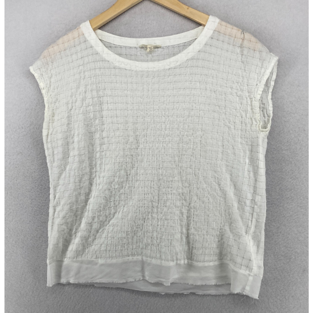 EILEEN FISHER Tank Top PP Organic Cotton Voile Box Boxy Sheer Sleeveless White
